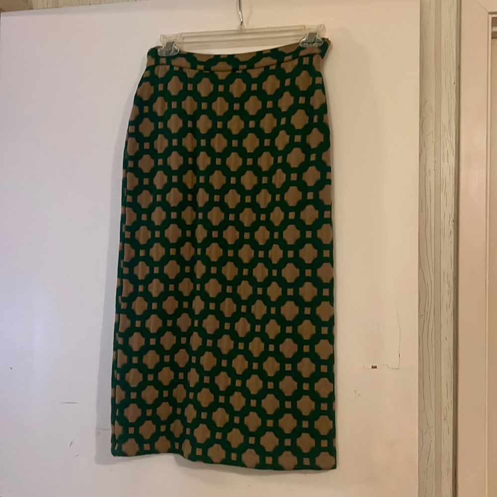 Green & Brown print pencil skirt, lightly worn once